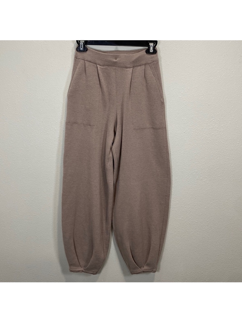 Free People Taupe Wide Leg Knit Pants